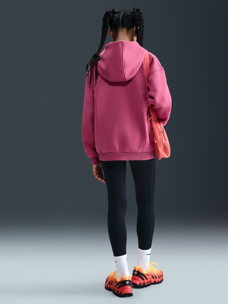 Nike Beet Pink Oversized College Club Fleece Zip-Up Hoodie - Image 2 of 5 Nike Beet Pink Oversized College Club Fleece Zip-Up Hoodie - Image 2 of 5