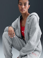 Nike Dark Grey Heather Oversized Phoenix Fleece High Rise Graphic Logo Joggers - Image 5 of 5