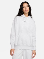 Birch Grey - Sudadera deportiva oversize de polar con capucha y minilogo Phoenix de Nike - Imagen 1 de 10