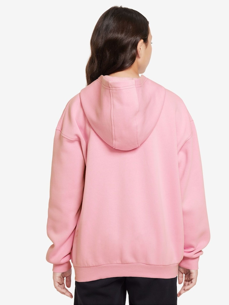 Nike Soft Pink Oversized College Club Fleece Zip-Up Hoodie - Image 2 of 3