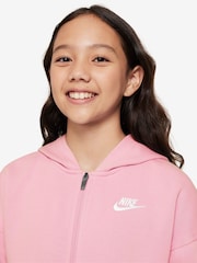 Nike Soft Pink Oversized College Club Fleece Zip-Up Hoodie - Image 3 of 3
