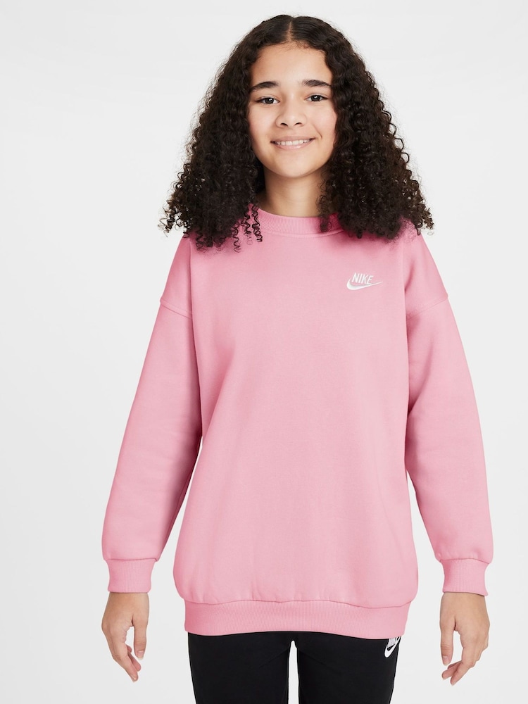 Nike Soft Pink Oversized Club Fleece Sweatshirt - Image 1 of 3
