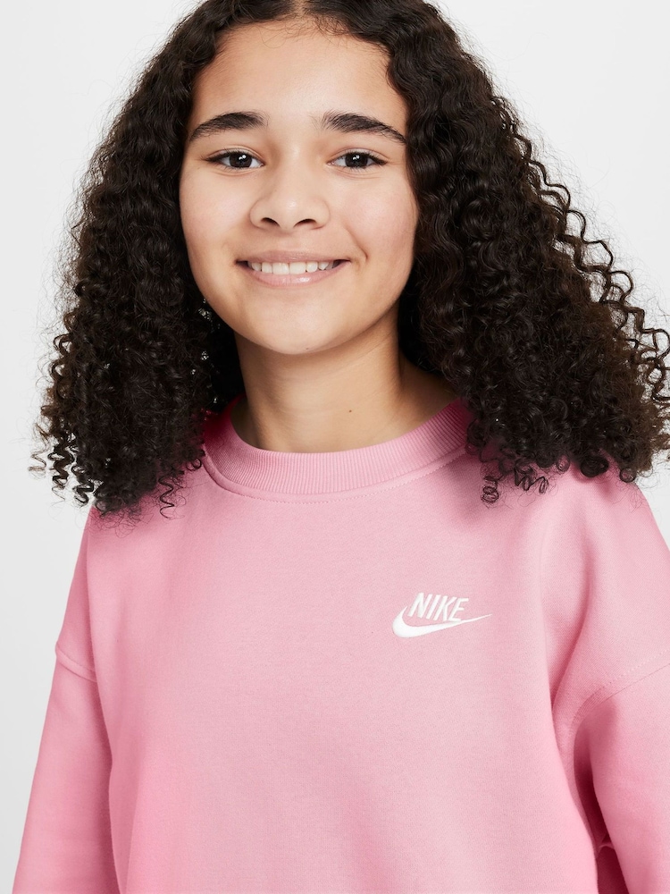 Nike Soft Pink Oversized Club Fleece Sweatshirt - Image 3 of 3