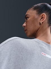 Nike Dark Grey Heather Phoenix Fleece Graphic Print Logo Sweatshirt - Image 8 of 8