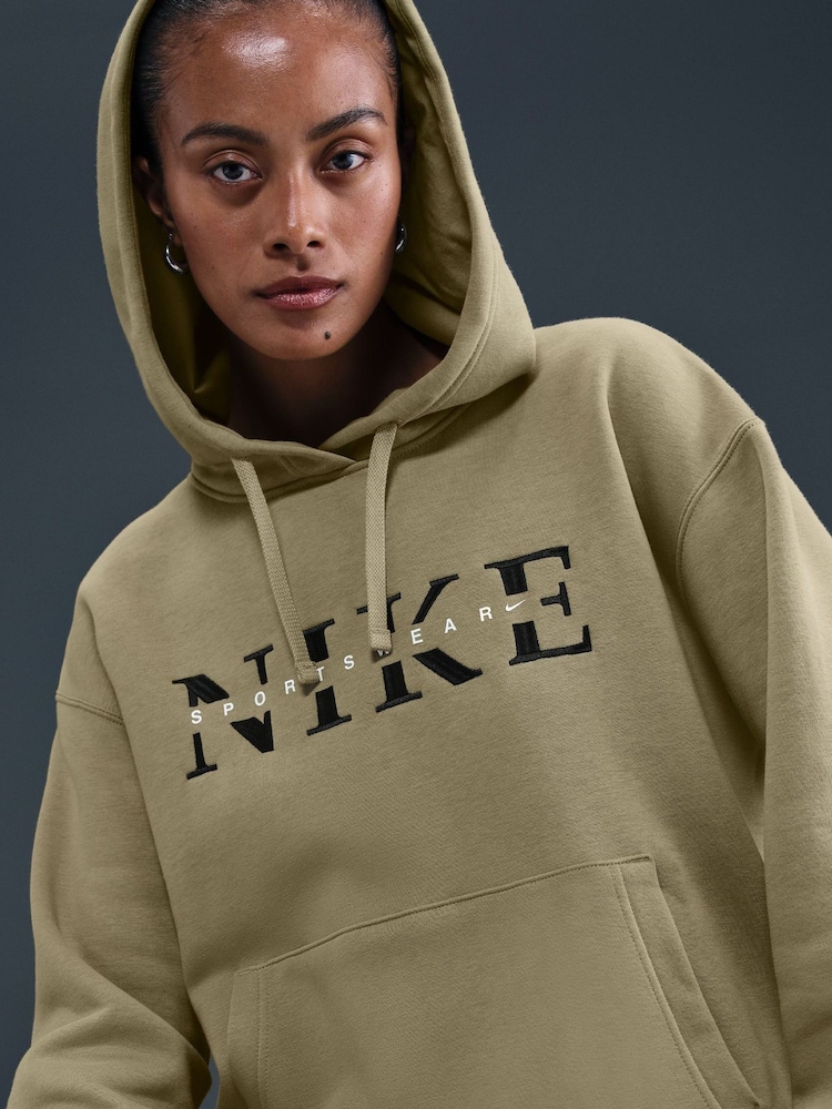 Nike Brown Oversized Phoenix Fleece Graphic Logo Hoodie - Image 5 of 5
