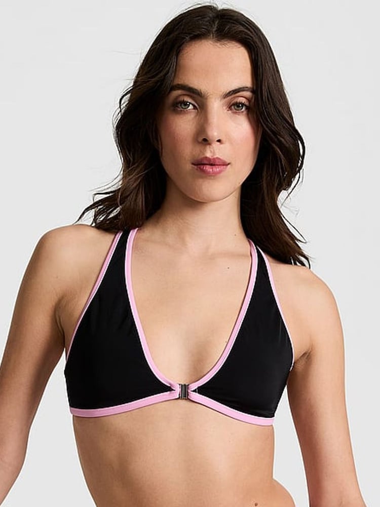 Victoria's Secret PINK Black Halter Plunge Bikini Top - Image 1 of 3