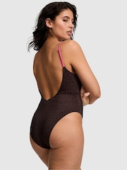 Victoria's Secret PINK Brown Leopard Tie Front Swimsuit - Image 2 of 3