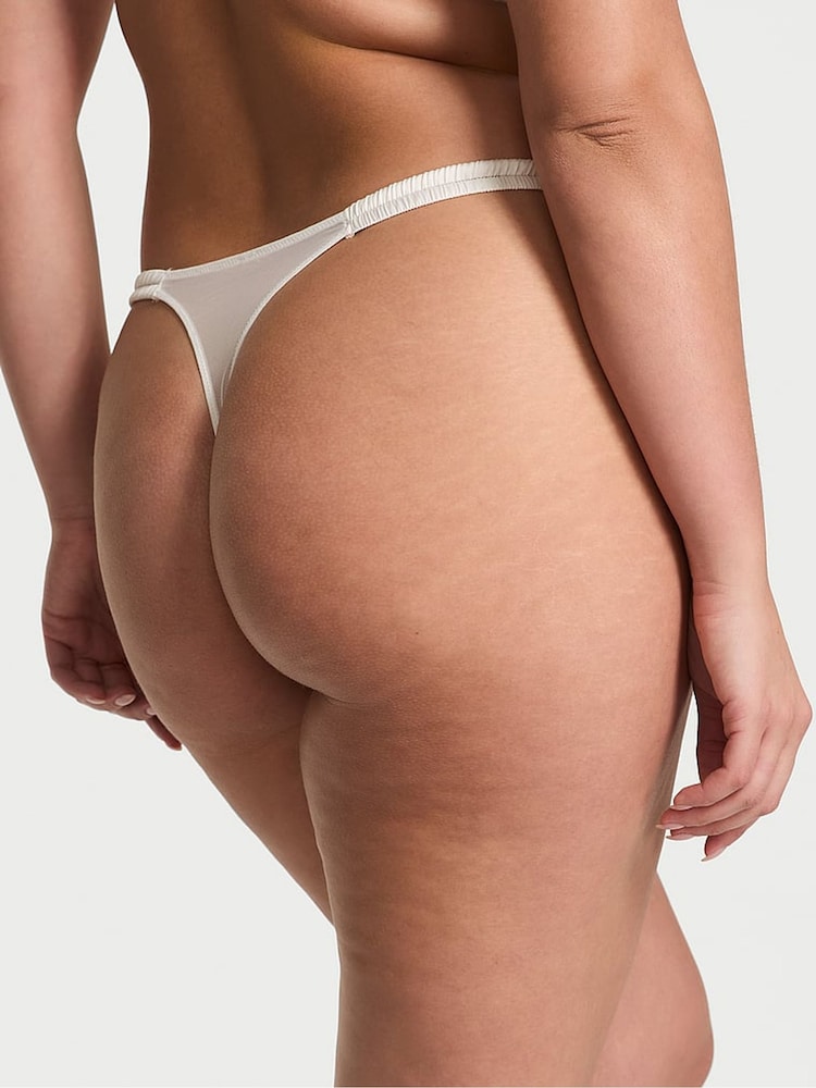 Victoria's Secret White Double Strap Thong Peony Embroidery Knickers - Image 2 of 2