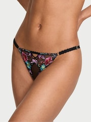 Victoria's Secret Dark Blossom Black Crotchless Bikini Embroidery Knickers - Image 1 of 3