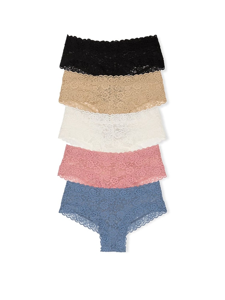 Victoria's Secret Black/Nude/White/Pink/Blue Cheeky 5 Pack Knickers - Image 1 of 2