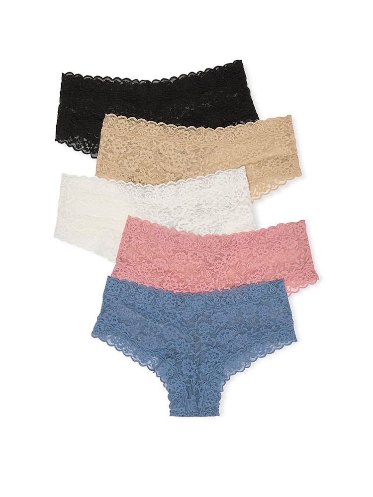 Victoria's Secret Black/Nude/White/Pink/Blue Cheeky 5 Pack Knickers - Image 2 of 2
