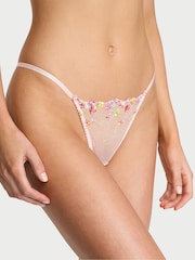 Victoria's Secret Bloom Pink G String Wildflower Embroidery Knickers - Image 1 of 3