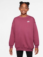 Розовый с принтом - Флисовый свитшот свободного кроя Nike Club - Image 1 of 3