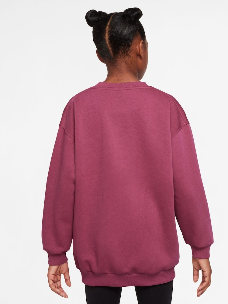 Nike Beet Pink Oversized Club Fleece Sweatshirt - Image 2 of 3 Nike Beet Pink Oversized Club Fleece Sweatshirt - Image 2 of 3