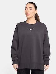 Nike Dark Grey Oversized Phoenix Fleece Crew Neck Sweatshirt - Image 1 of 9