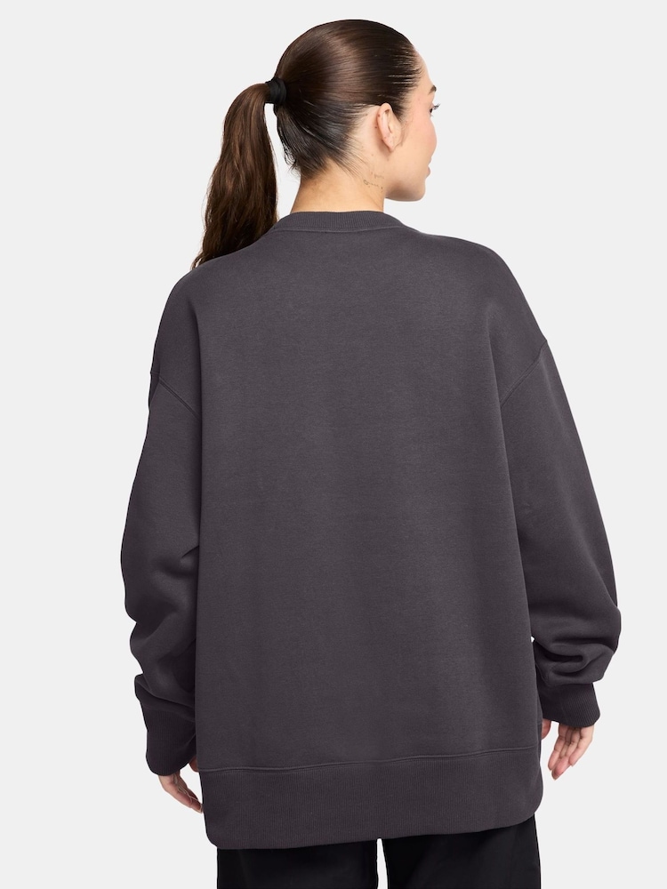 Nike Dark Grey Oversized Phoenix Fleece Crew Neck Sweatshirt - Image 2 of 9 Nike Dark Grey Oversized Phoenix Fleece Crew Neck Sweatshirt - Image 2 of 9
