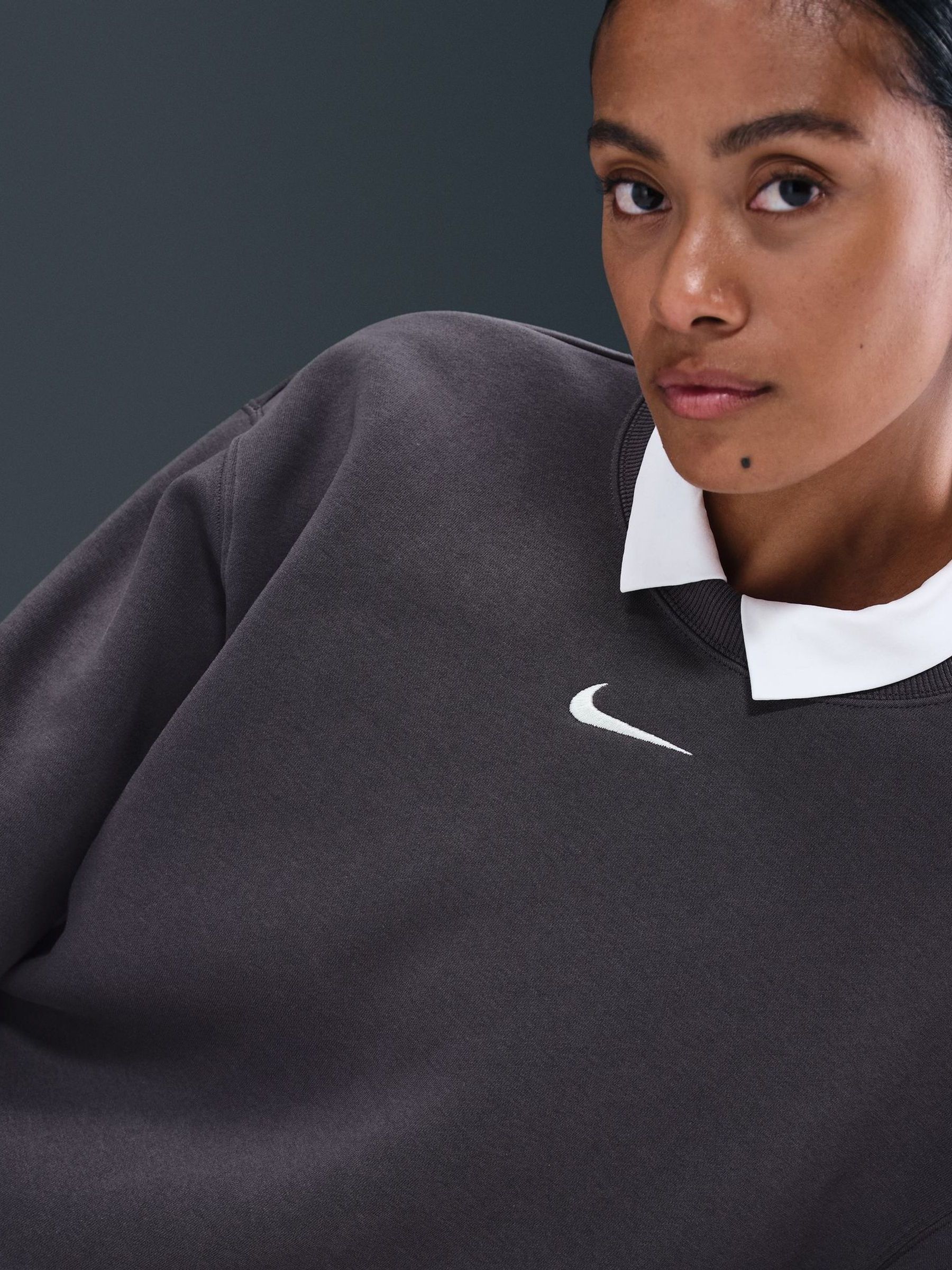 nike oversized fleece boyfriend crew neck sweatshirt