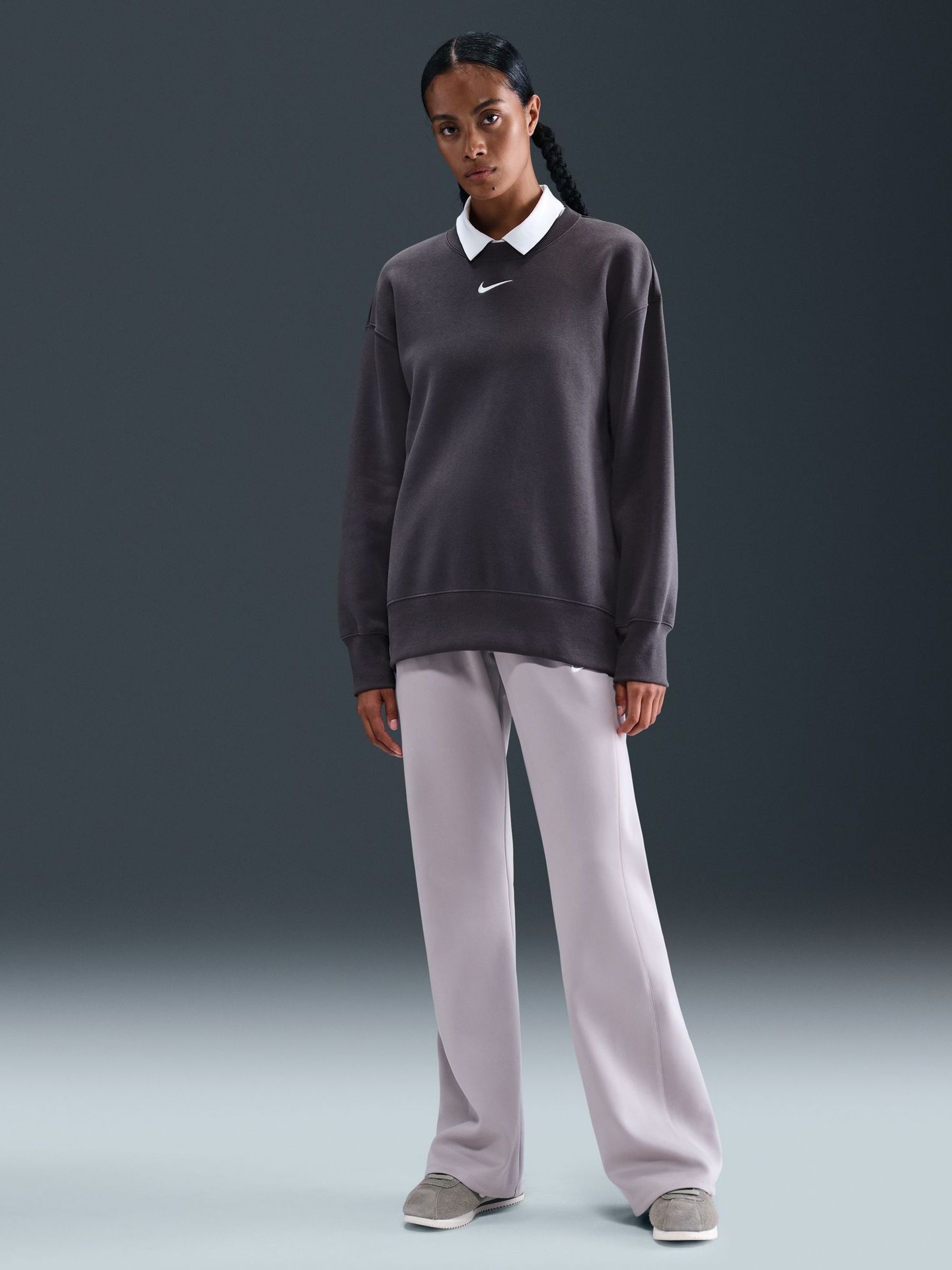 nike oversized fleece boyfriend crew neck sweatshirt