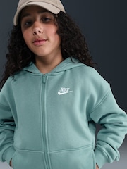 Nike Cannon Blue Oversized College Club Fleece Zip-Up Hoodie - Image 3 of 5