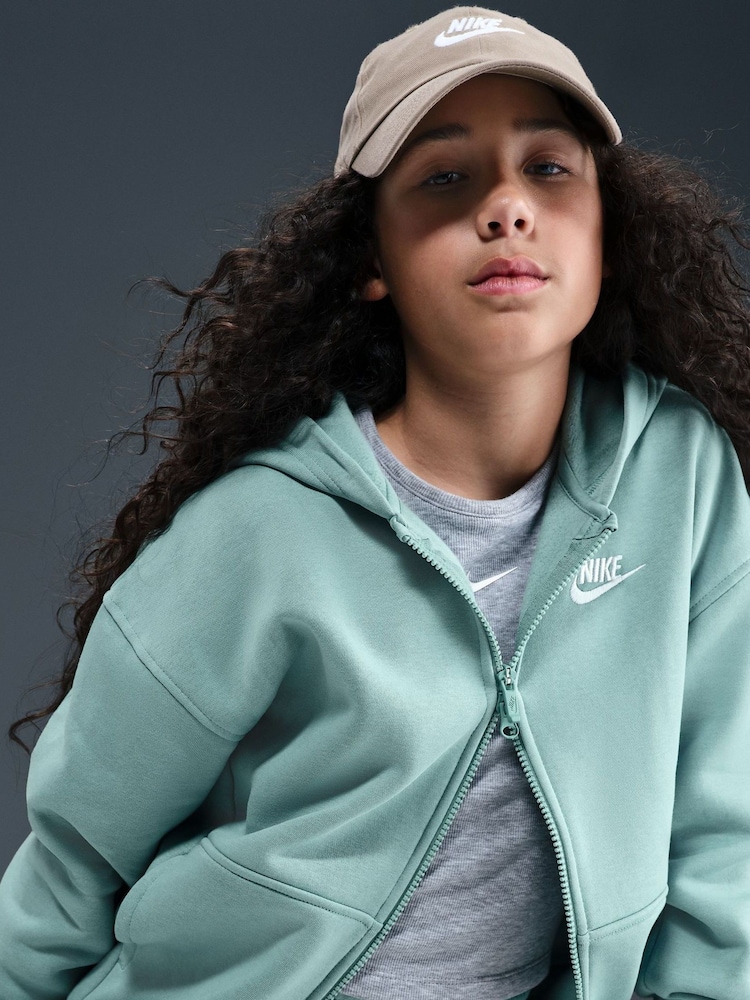 Nike Cannon Blue Oversized College Club Fleece Zip-Up Hoodie - Image 5 of 5