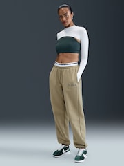 Nike Brown Oversized Phoenix Fleece High Rise Graphic Logo Joggers - Image 1 of 5