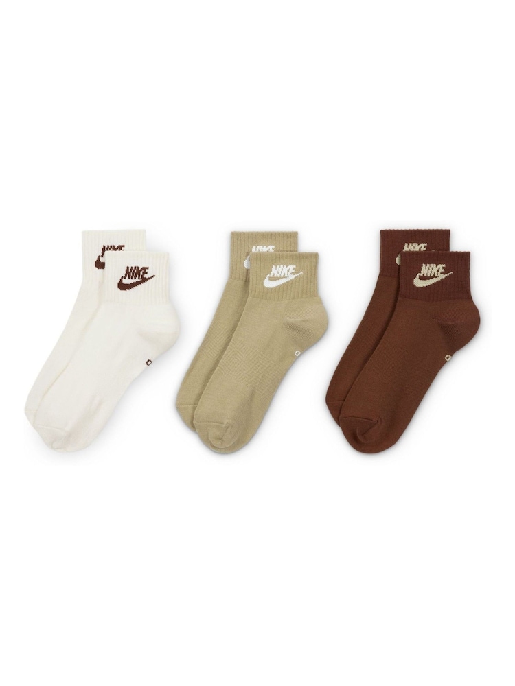 Nike Natural Everyday Essential Ankle 100% Cotton Socks 3 Pack - Image 2 of 4