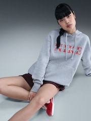 Nike Dark Grey Heather Oversized Phoenix Fleece Graphic Logo Hoodie - Image 5 of 6
