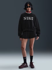 Nike Black Phoenix Fleece Graphic Print Logo Sweatshirt - Image 1 of 10