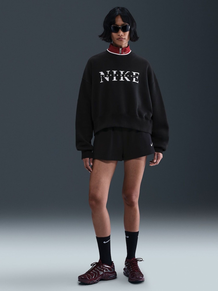 Nike Black Phoenix Fleece Graphic Print Logo Sweatshirt - Image 1 of 10