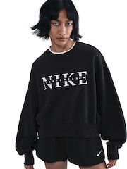 Nike Black Phoenix Fleece Graphic Print Logo Sweatshirt - Image 10 of 10