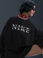 Nike Black Phoenix Fleece Graphic Print Logo Sweatshirt - Image 3 of 10