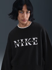 Nike Black Phoenix Fleece Graphic Print Logo Sweatshirt - Image 5 of 10