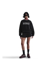 Nike Black Phoenix Fleece Graphic Print Logo Sweatshirt - Image 6 of 10