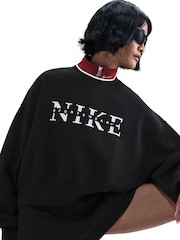 Nike Black Phoenix Fleece Graphic Print Logo Sweatshirt - Image 8 of 10