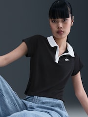 Nike Black Sportswear Womens Retro Polo Top - Image 4 of 6
