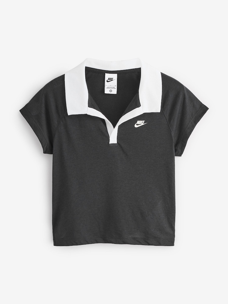 Nike Black Sportswear Womens Retro Polo Top - Image 6 of 6