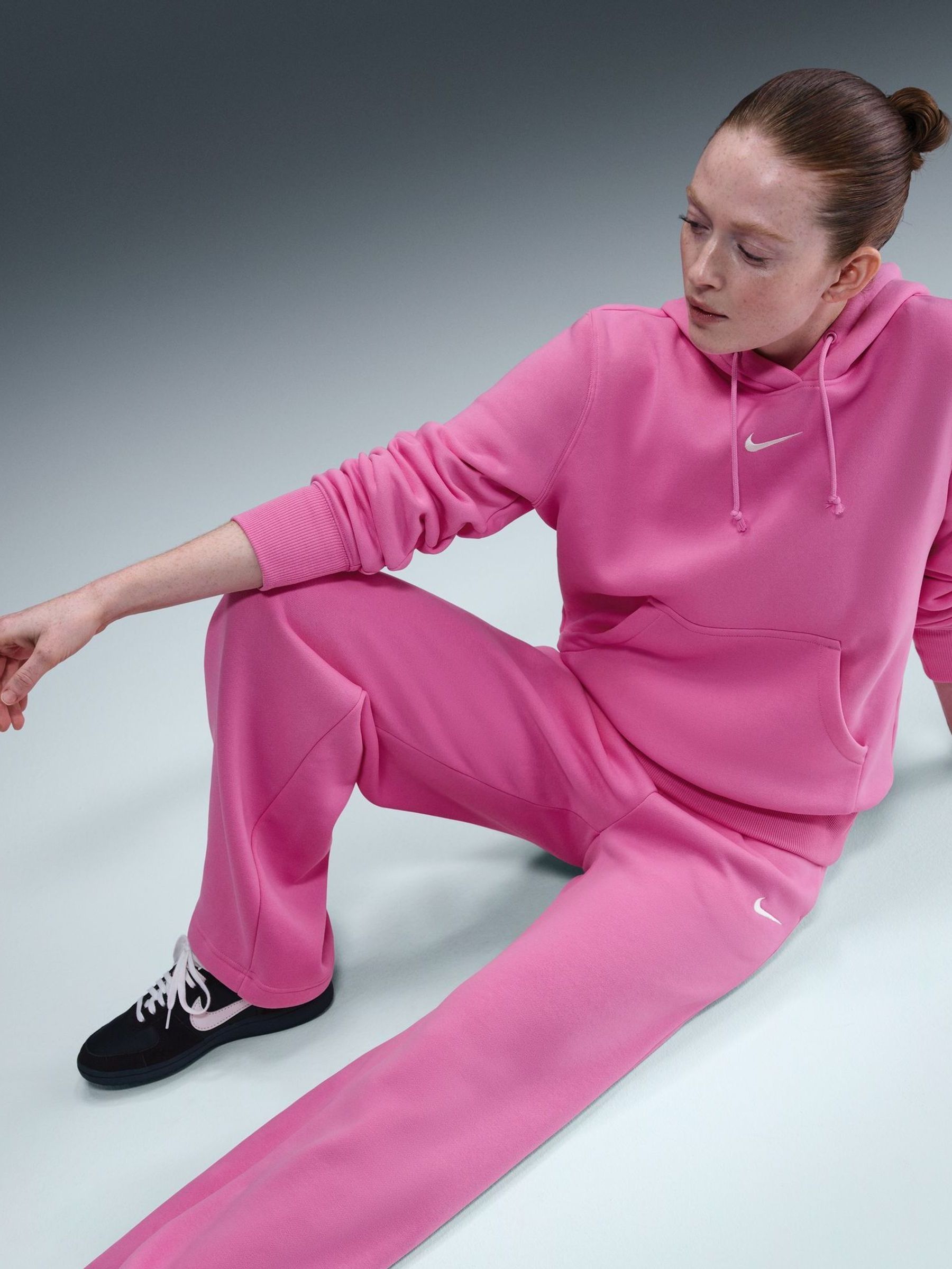 Buy Nike Pink Sportswear Phoenix Fleece High Waisted Wide Leg