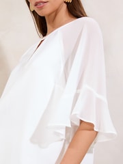 Lipsy Chiffon Satin Mix Flute Sleeve Top - Imagem 2 de 4