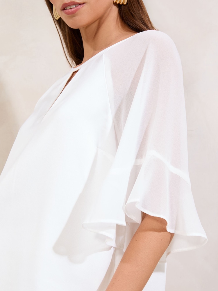 Lipsy Chiffon Satin Mix Flute Sleeve Top - Imagem 2 de 4