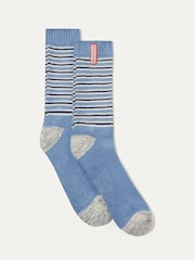 Sealskinz Blue Oby Bamboo Mid Length Multi Stripe Socks - Image 1 of 1