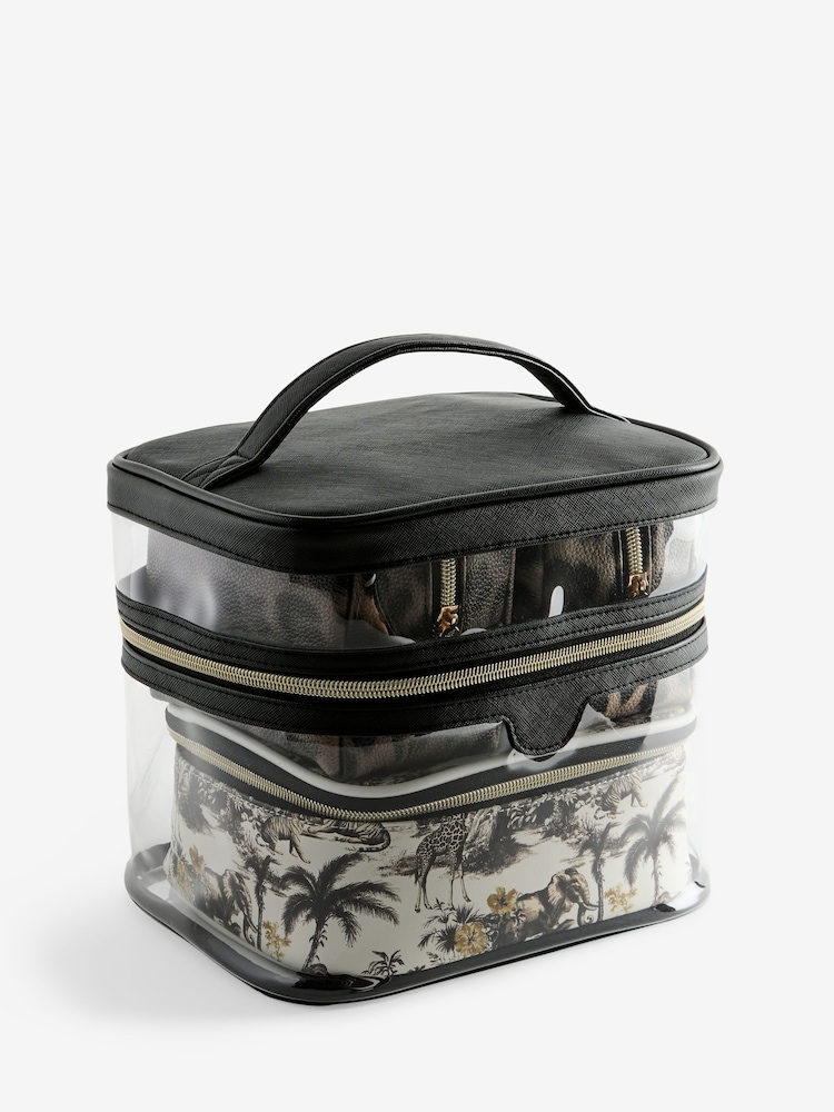 Set of 4 Safari Print Makeup Bags - Image 1 of 4 Set of 4 Safari Print Makeup Bags - Image 1 of 4