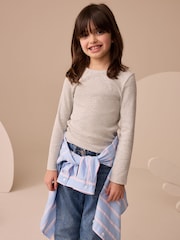 Grey Long Sleeve Ribbed Top (3-16yrs) - Image 1 of 7