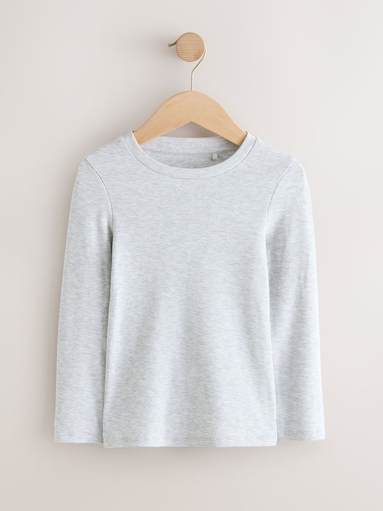 Buy Grey Long Sleeve Ribbed Top (3-16yrs) from Next USA