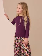 Purple Long Sleeve Ribbed Top (3-16yrs) - Image 1 of 3