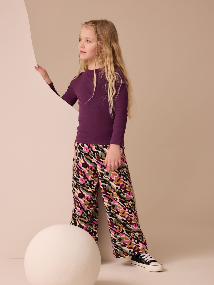 Purple Long Sleeve Ribbed Top (3-16yrs) - Image 2 of 3