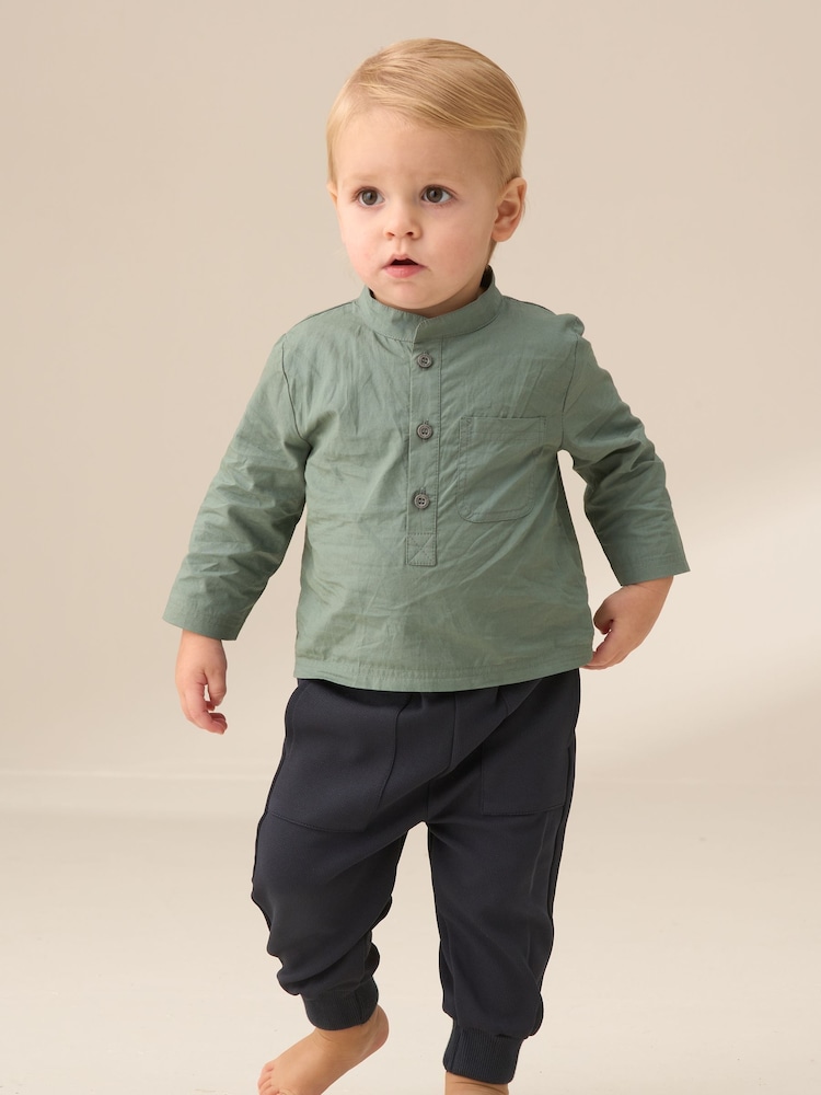 Angel & Rocket Green Hartley 100% Cotton Woven Shirt Bodice with Trousers Set - Image 1 of 6