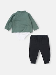 Angel & Rocket Green Hartley 100% Cotton Woven Shirt Bodice with Trousers Set - Image 5 of 6