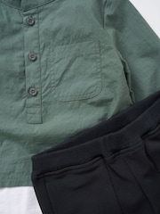 Angel & Rocket Green Hartley 100% Cotton Woven Shirt Bodice with Trousers Set - Image 6 of 6