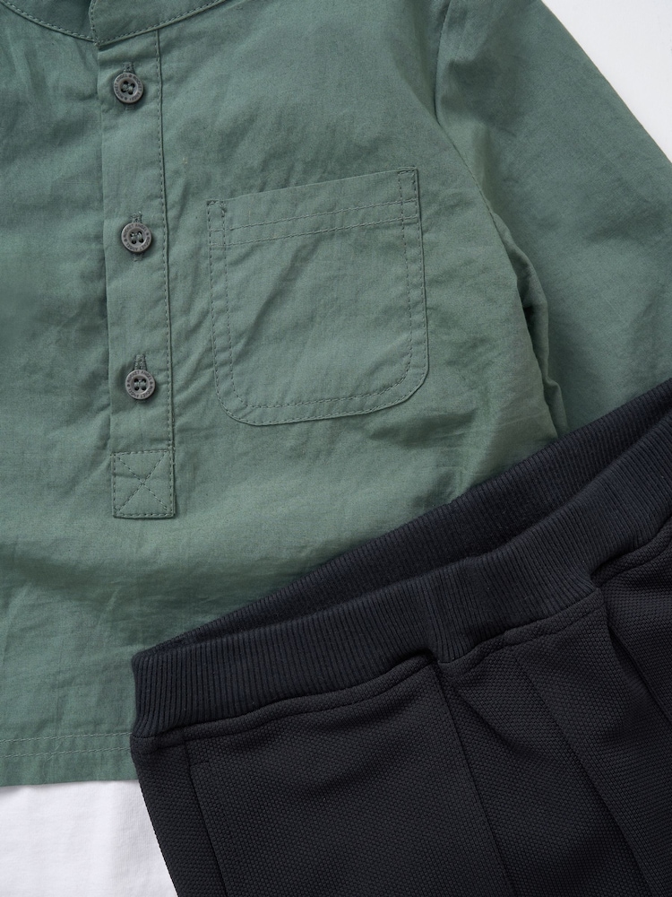 Angel & Rocket Green Hartley 100% Cotton Woven Shirt Bodice with Trousers Set - Image 6 of 6