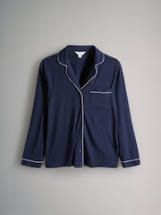 The Set 2 Pack Viscose Blend Button Through Long Pyjamas with Piping - صورة 4 من 8